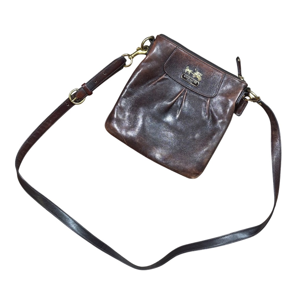 Coach Madison Brown Leather Crossbody Bag Horse Carriage Logo 41980 Mahogany